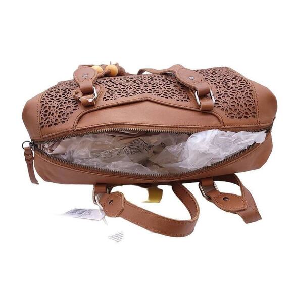 The Sak Purse Bag Satchel Leather Laurel Canyon Tobacco Moroccan Perforated - Picture 5 of 9